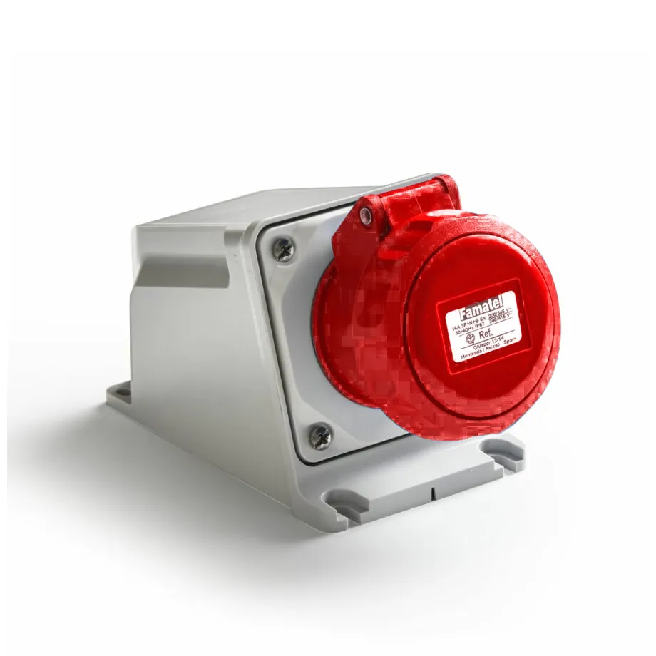 Imagem do produto Tomada industrial de parede 3P+T 6H 400V 32A IP67 Famatel Speed PRO